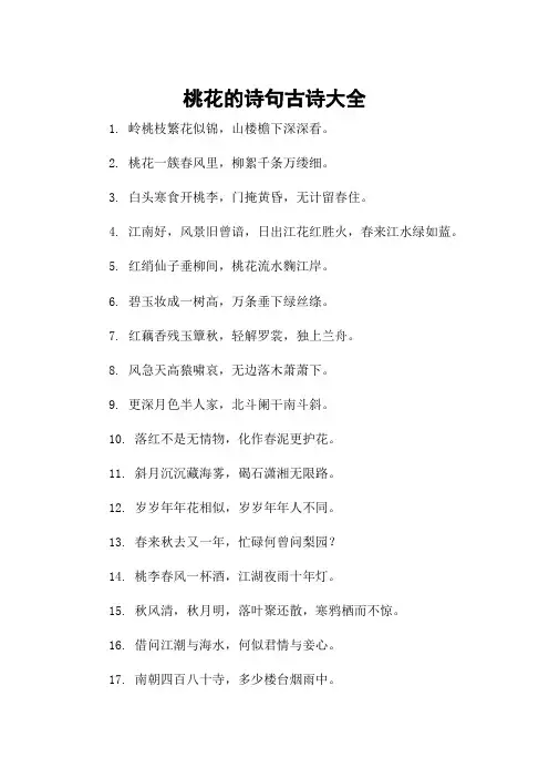 桃花的诗句古诗大全