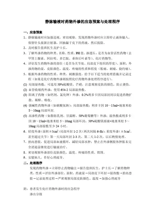 静脉输液时药物外渗的应急预案与处理程序
