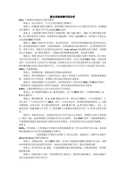 蓝光详细故障代码分析