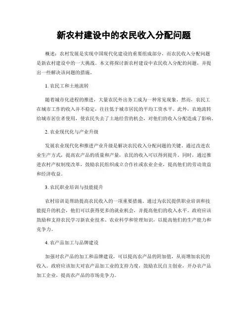 新农村建设中的农民收入分配问题