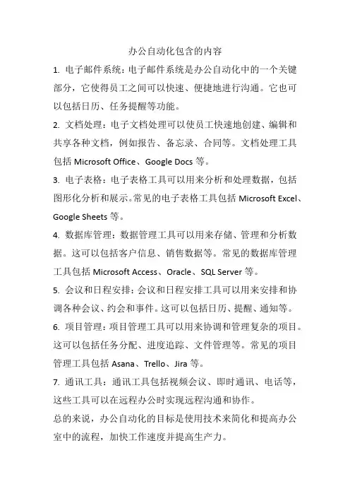 办公自动化包含的内容