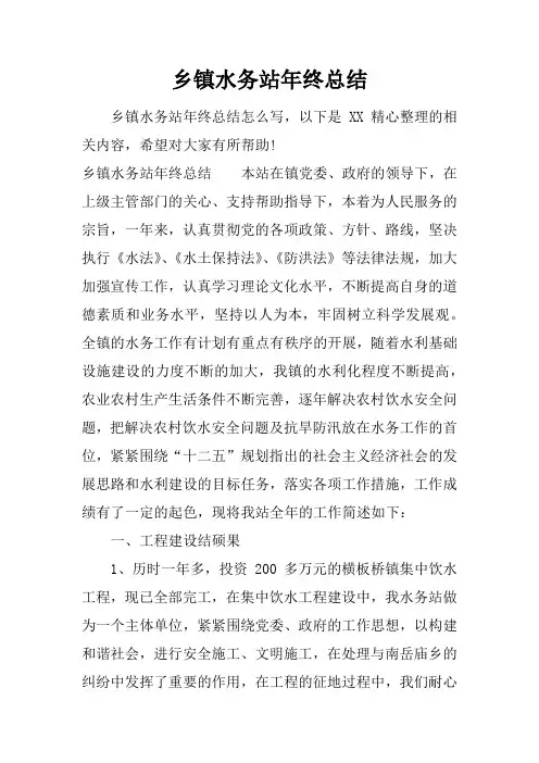 乡镇水务站年终总结