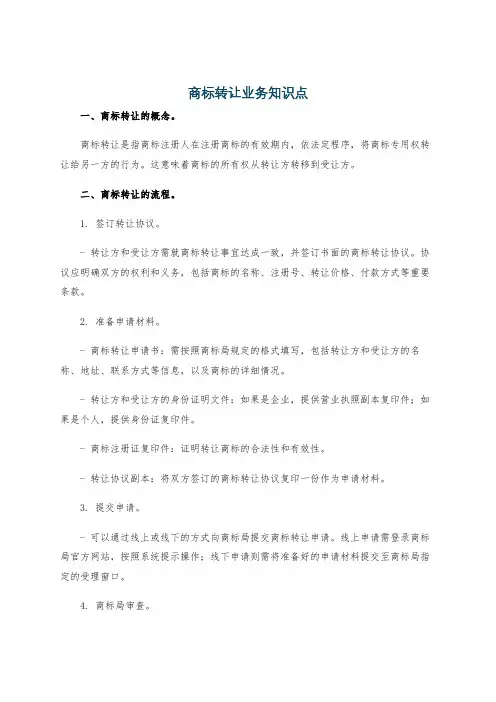 商标转让业务知识点