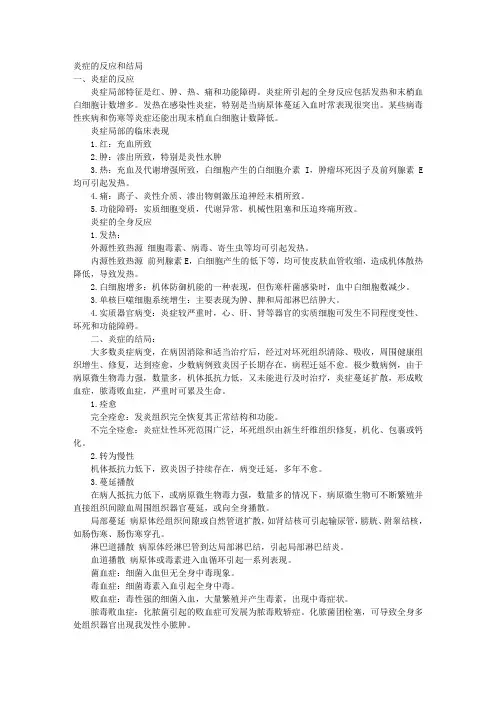 炎症的反应和结局 