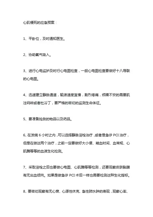 心梗应急预案流程及处理