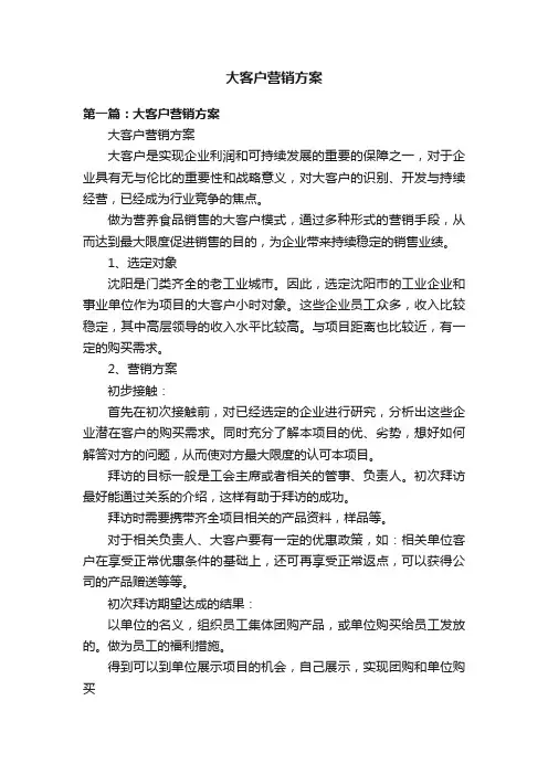 大客户营销方案