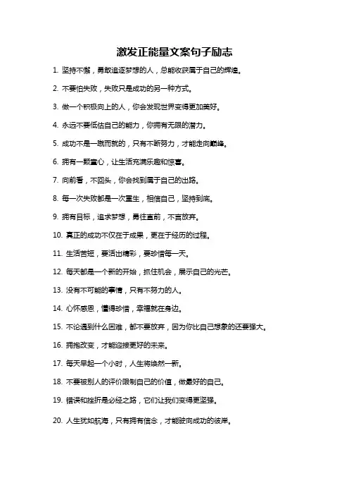 激发正能量文案句子励志