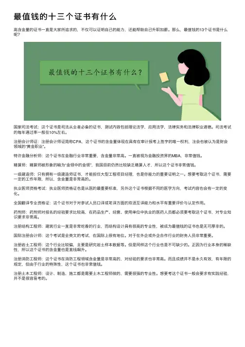 最值钱的十三个证书有什么