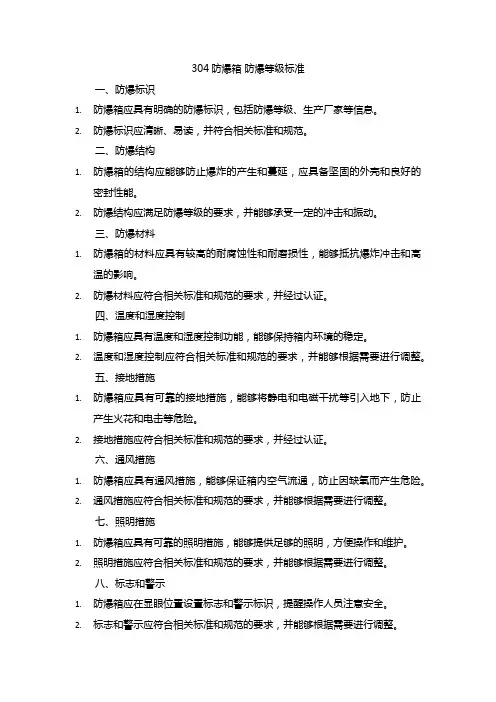 304防爆箱 防爆等级标准