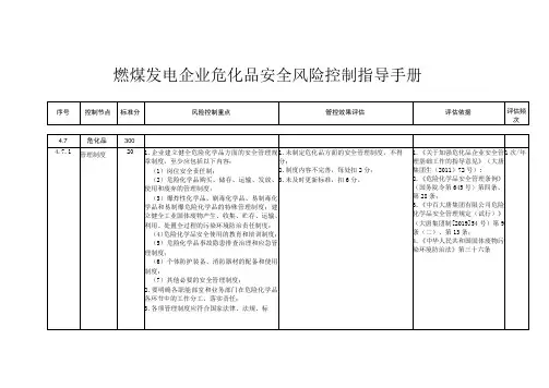 燃煤发电企业危化品安全风险控制指导手册