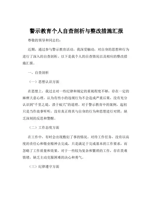 警示教育个人自查剖析与整改措施汇报