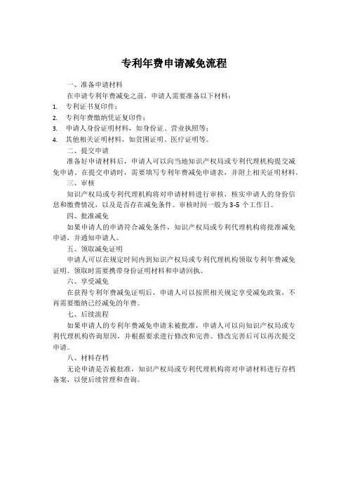 专利年费申请减免流程