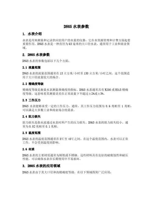 dn65水表参数