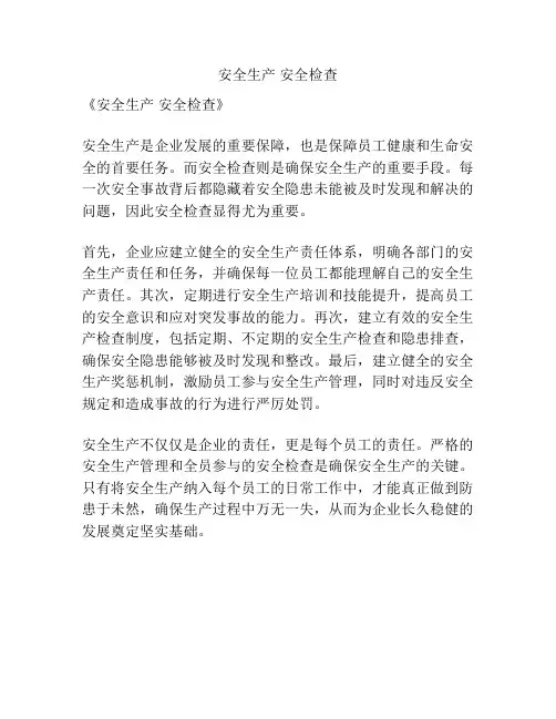 安全生产 安全检查