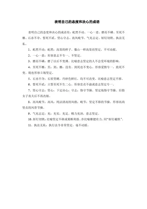 表明自己的态度和决心的成语