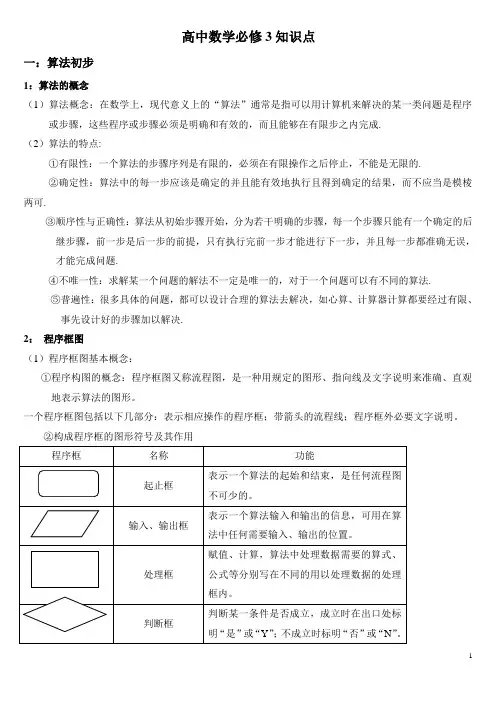 高中数学必修3知识点总结