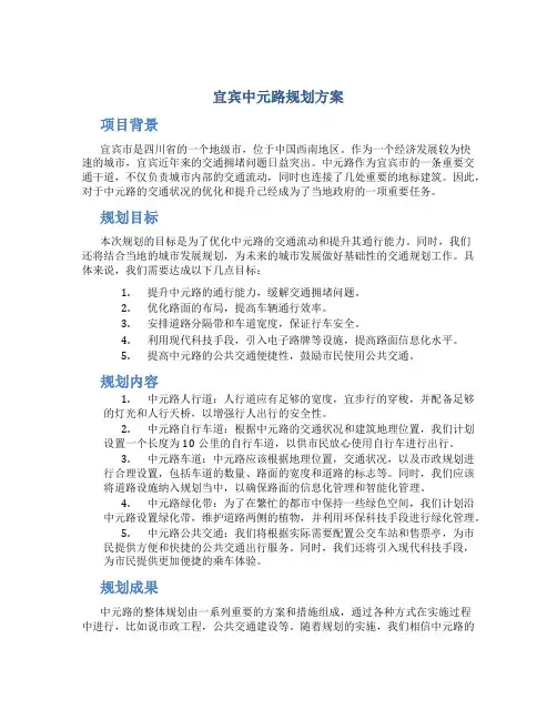 宜宾中元路规划方案
