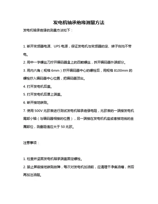 发电机轴承绝缘测量方法