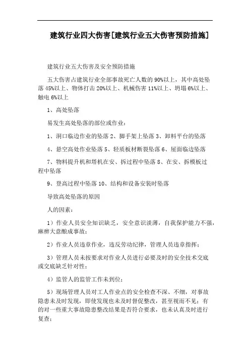 建筑行业四大伤害[建筑行业五大伤害预防措施]