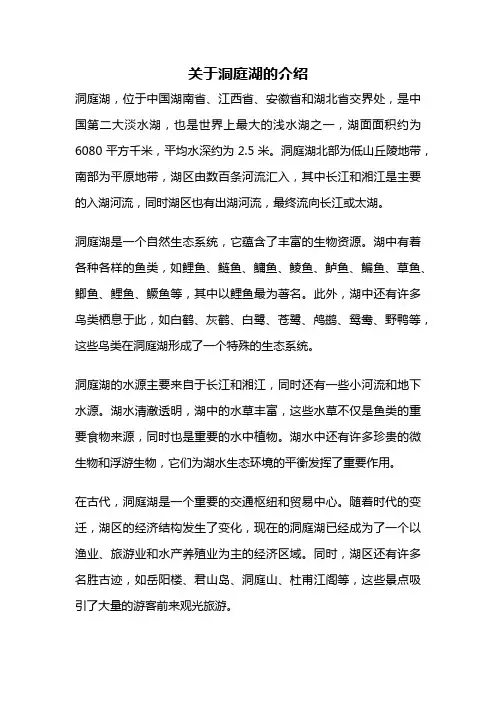 关于洞庭湖的介绍
