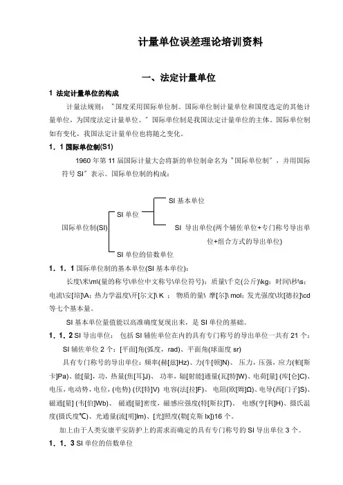 计量单位误差理论培训资料