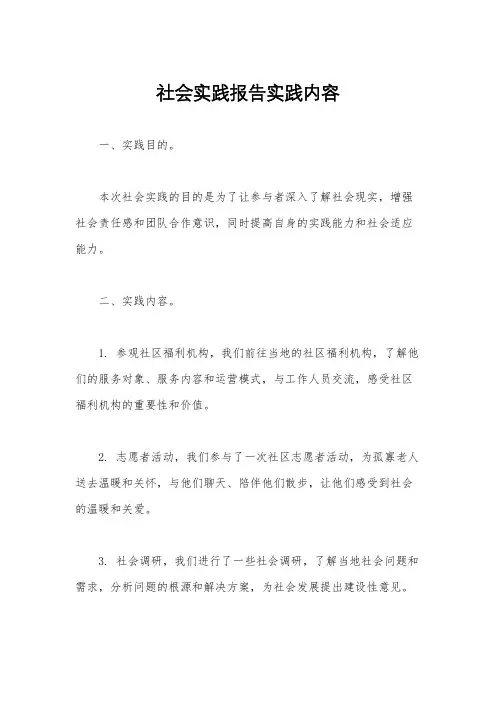 社会实践报告实践内容