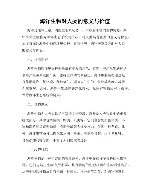 海洋生物对人类的意义与价值