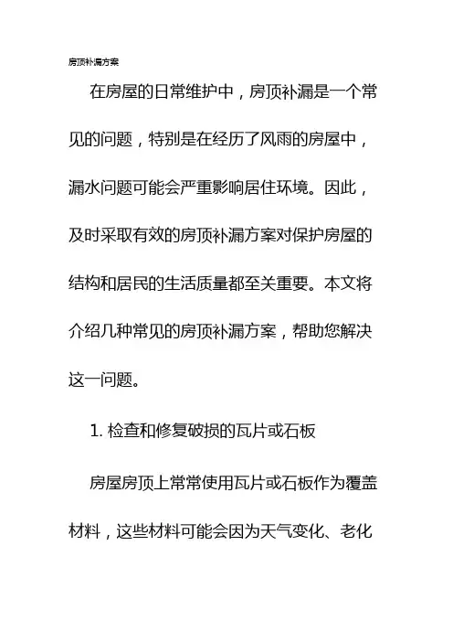 房顶补漏方案