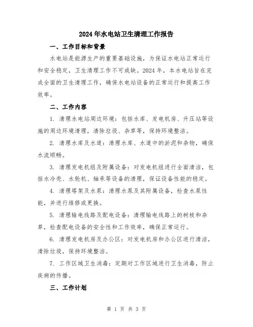 2024年水电站卫生清理工作报告