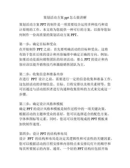 策划活动方案ppt怎么做讲解