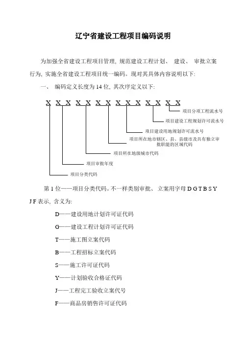 辽宁省建设工程项目编码说明
