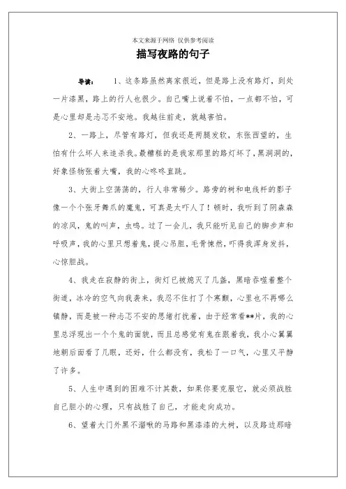 描写夜路的句子