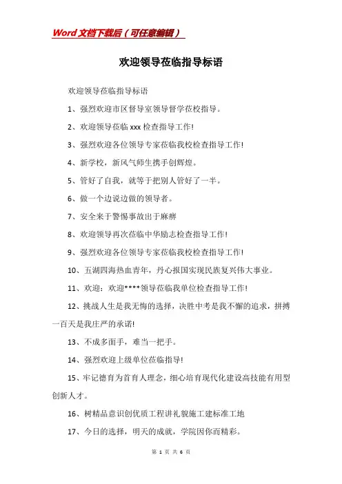 欢迎领导莅临指导标语