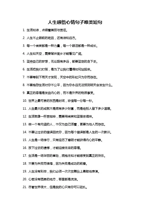 人生感悟心情句子唯美短句
