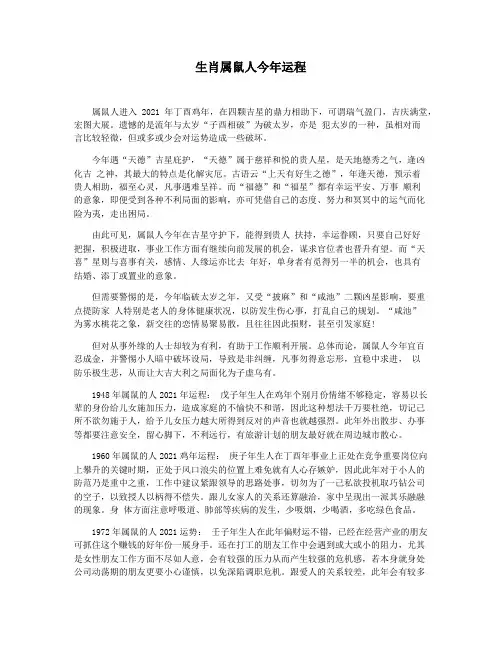 生肖属鼠人今年运程