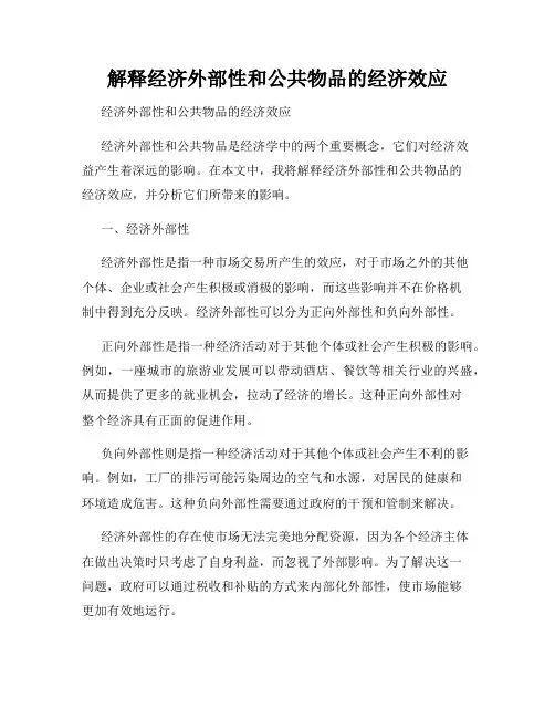 解释经济外部性和公共物品的经济效应