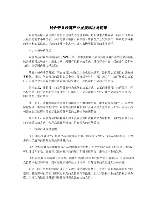 阿合奇县沙棘产业发展现状与前景