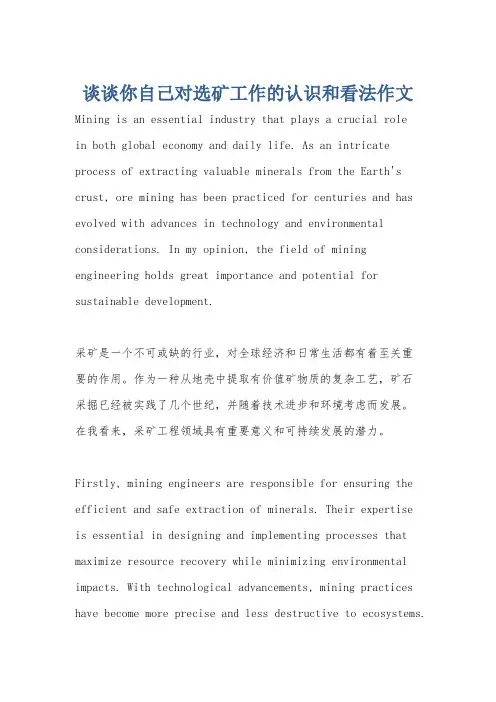 谈谈你自己对选矿工作的认识和看法作文