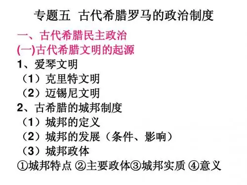 高考复习岳麓版专题五__古代希腊罗马的政治制度