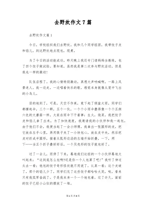 去野炊作文7篇