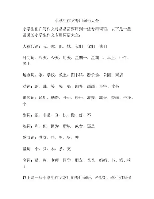 小学生作文专用词语大全