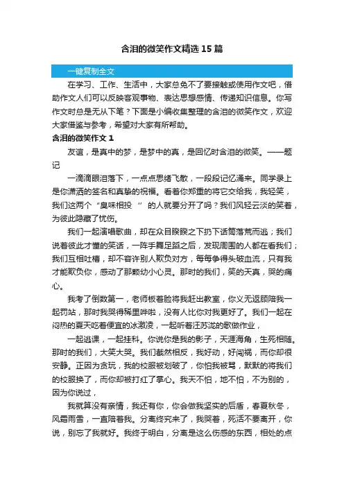 含泪的微笑作文精选15篇