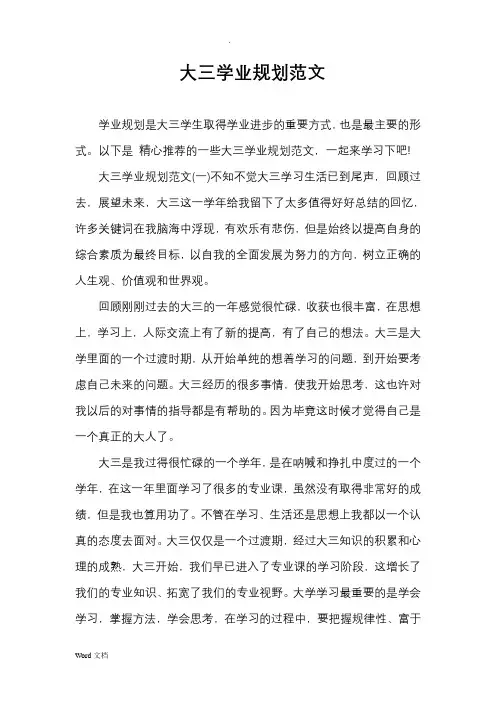 大三学业规划范文