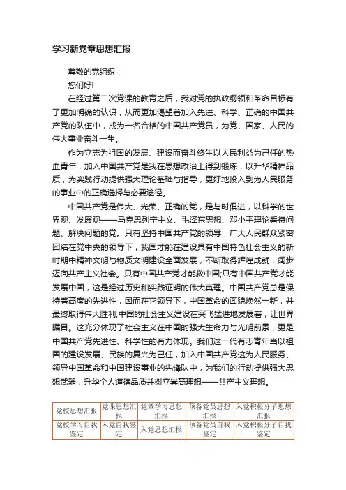 学习新党章思想汇报
