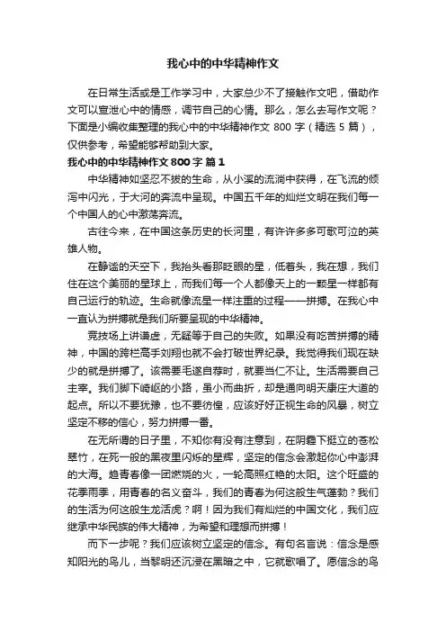 我心中的中华精神作文800字（精选5篇）