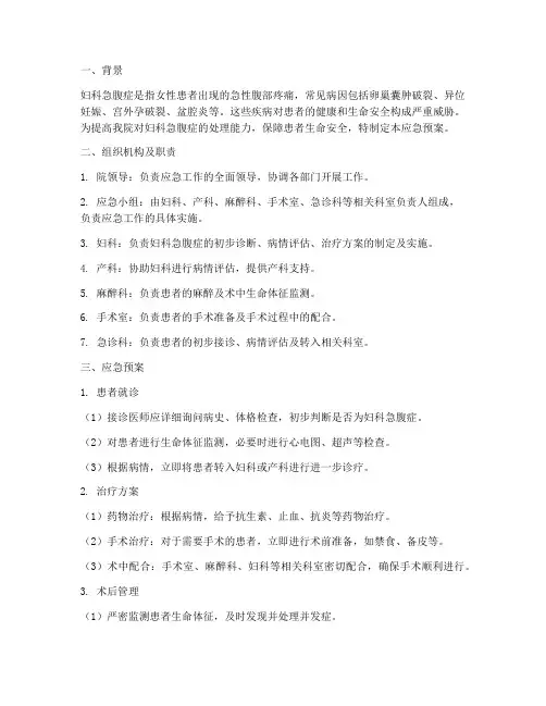 妇科常见急腹症应急预案