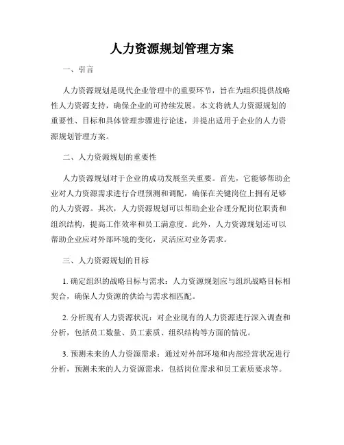 人力资源规划管理方案