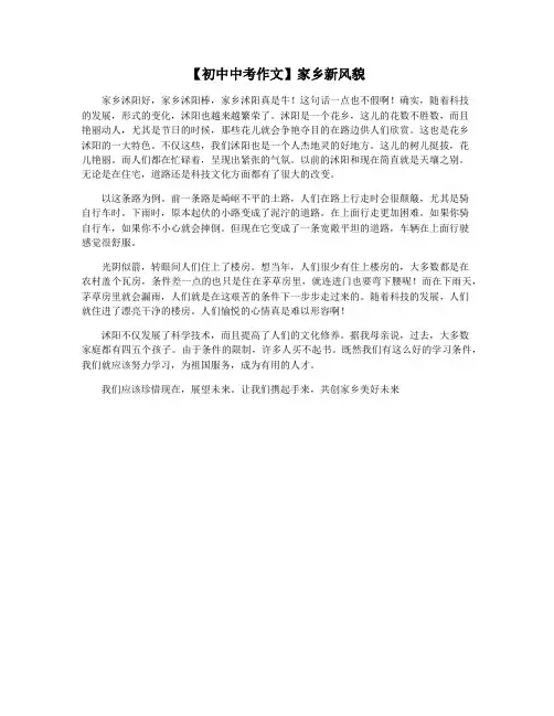 【初中中考作文】家乡新风貌