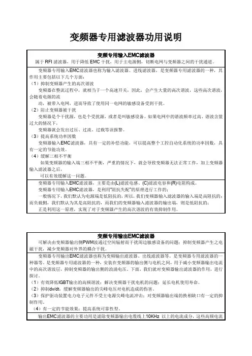 变频器专用滤波器功用说明