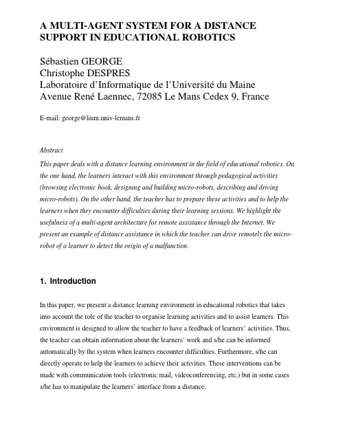 A MULTI-AGENT SYSTEM FOR A DISTANCE SUPPORT IN EDUCATIONAL ROBOTICS